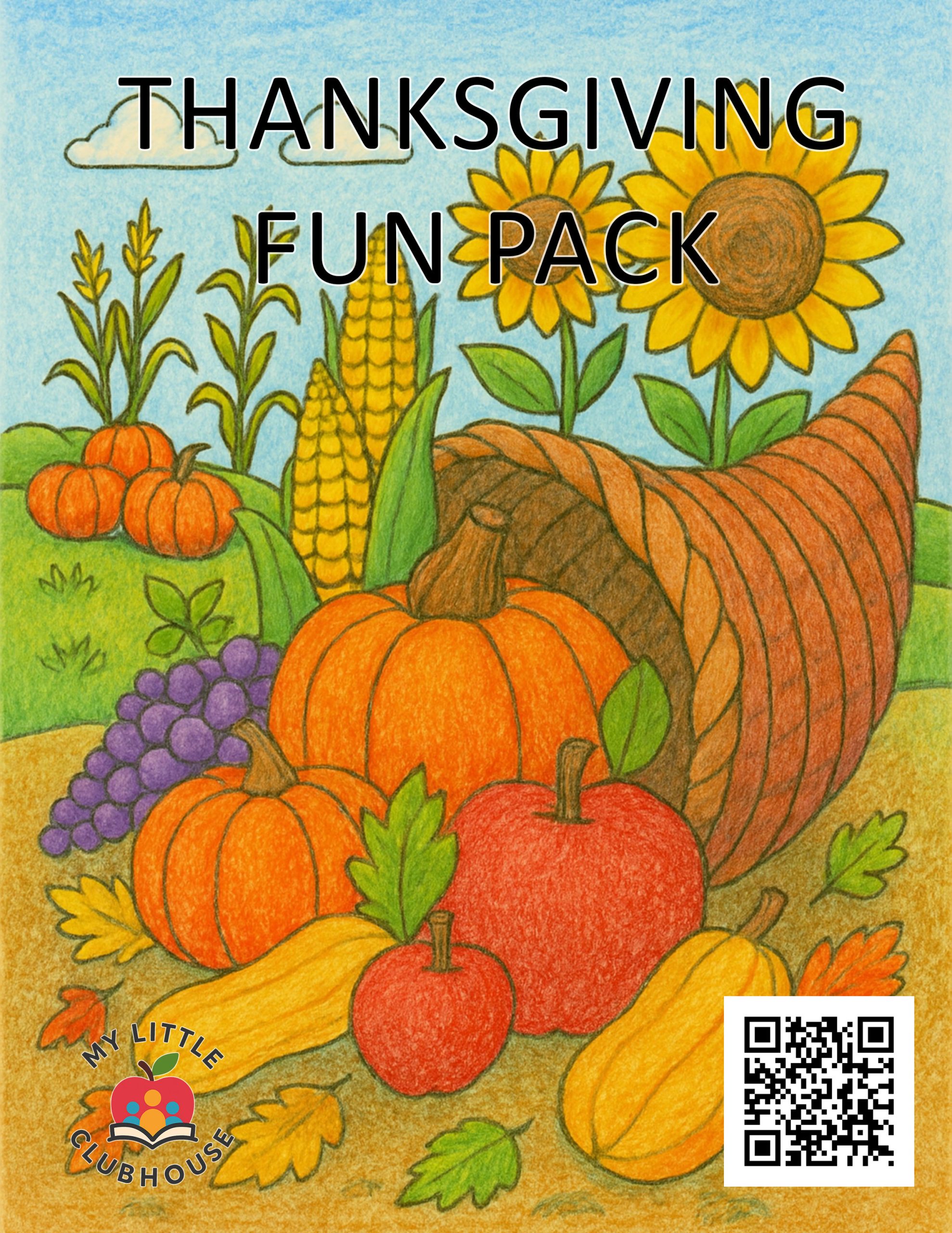 Kids Thanksgiving Fun Pack Worksheet Activities Children, Puzzles, color sheets
